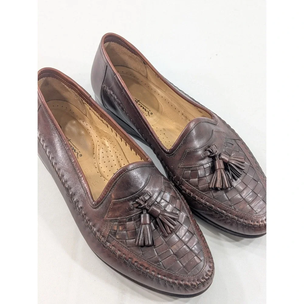 Santoni Tassel Loafers Mens 8 1/2 Leather Slip On Dress Shoes‎ Italy 181386